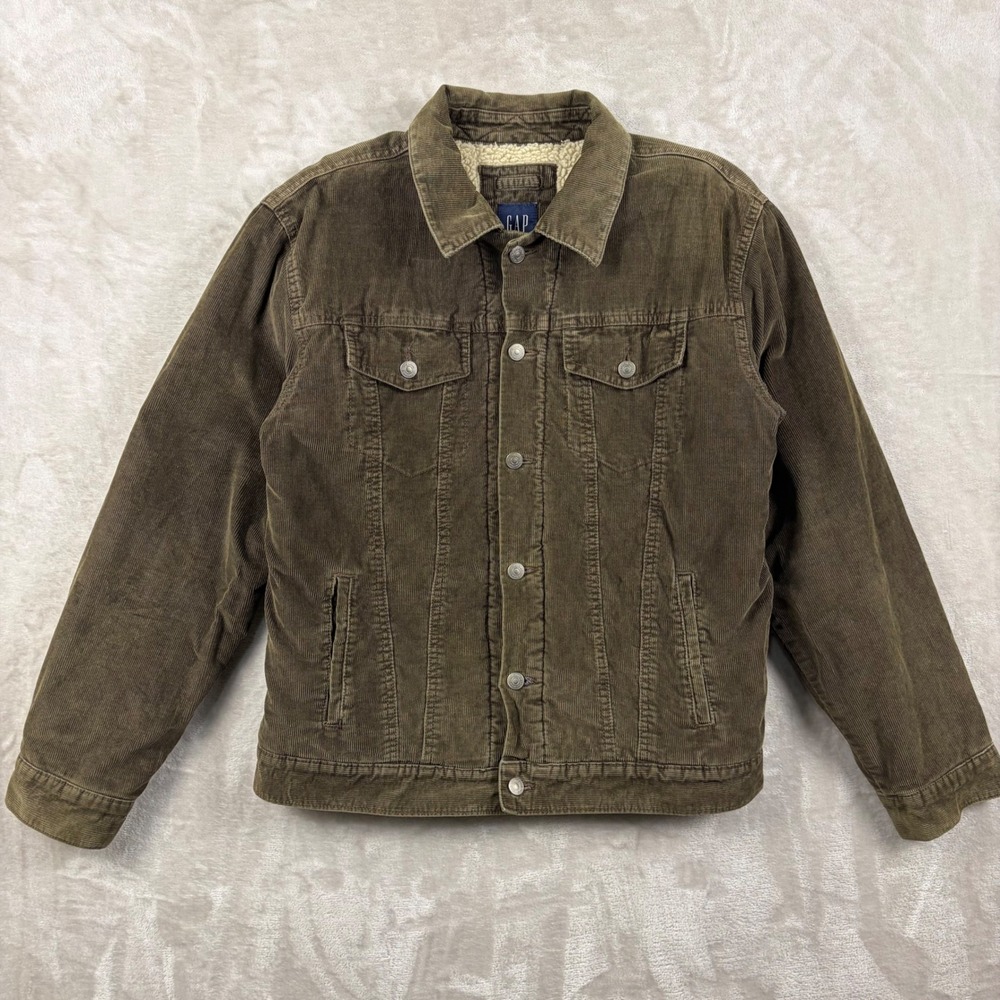 Gap Corduroy Sherpa Lined Trucker Jacket Brown Utility Casual Y2K Men's M